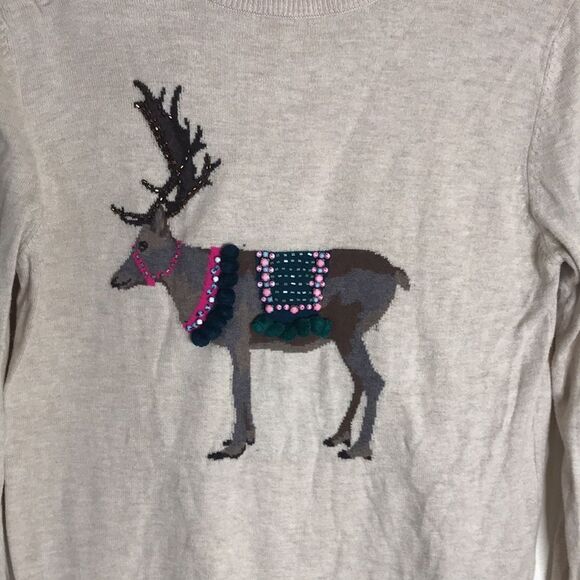 Joules ladies Oat Reindeer Beaded Festive Luxe Sweater top size 6 - Picture 4 of 13